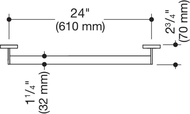 HaltegriffEdelstahl, PVD, Achsmaß 610 mm, Tiefe 70 mm, Stangendurchmesser 32 mm, in Farbe CK (messing glänzend) HaltegriffEdelstahl, PVD, Achsmaß 610 mm, Tiefe 70 mm, Stangendurchmesser 32 mm, in Farbe CK (messing glänzend)