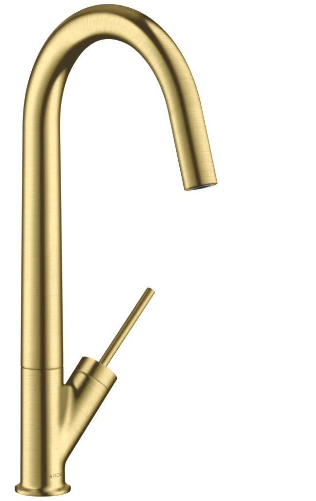 Hansgrohe AXOR Starck Einhebel-Küchenmischer 300 mit Schwenkauslauf, Brushed Brass, ComfortZone 300, max. Durchfluss 15 l/min Hansgrohe AXOR Starck Einhebel-Küchenmischer 300 mit Schwenkauslauf, Brushed Brass, ComfortZone 300, max. Durchfluss 15 l/min