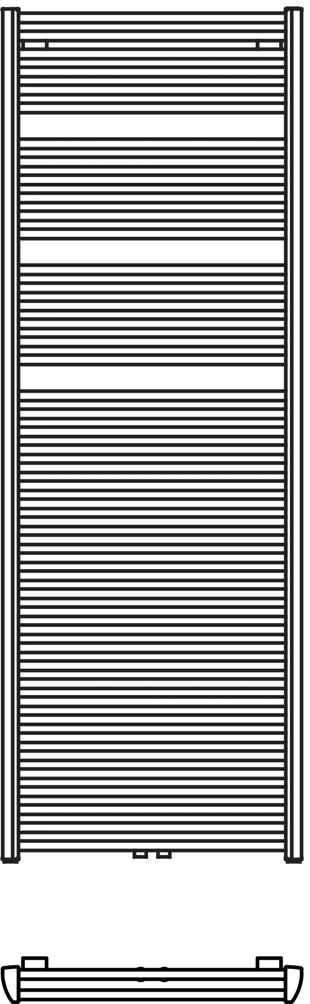 Arbonia Design-Heizkörper „Duolino®“ 63,4 × 179,6 cm in glanzsilber Metallic