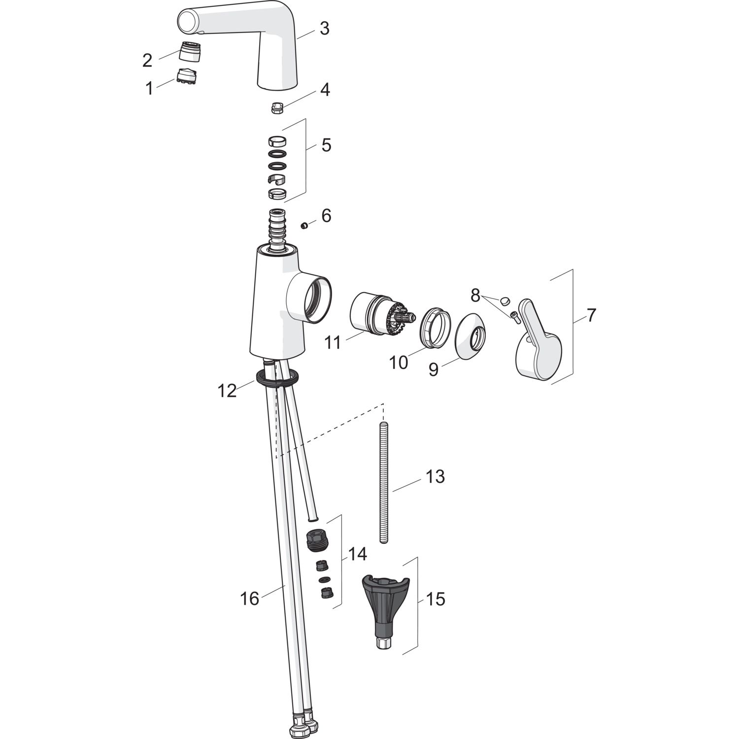 HA Einhebelmischer Waschtischbatterie HANSADESIGNO Style 5134 Ausladung 151 mm DN15 Chrom