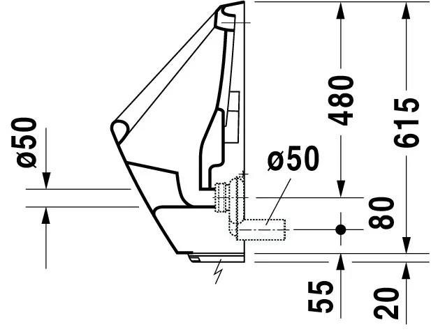 Urinal Utronic, Zulauf von hinten für Netzanschluss, ohne Fliege, weiß Urinal Utronic, Zulauf von hinten für Netzanschluss, ohne Fliege, weiß