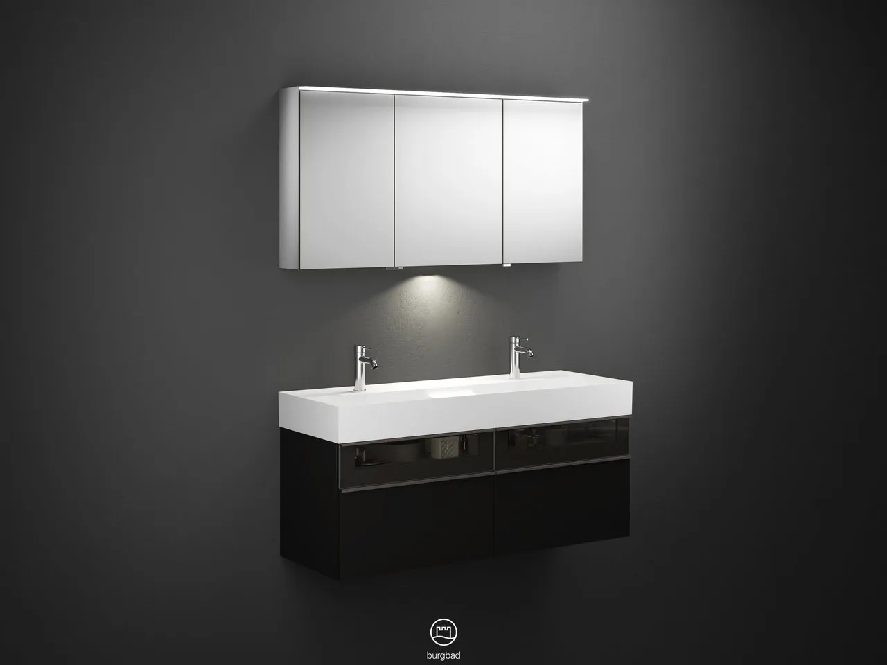 burgbad Yumo SFLC132 Badmöbelset Spiegelschrank mit Mineralguss-Waschtisch burgbad Yumo SFLC132 Badmöbelset Spiegelschrank mit Mineralguss-Waschtisch
