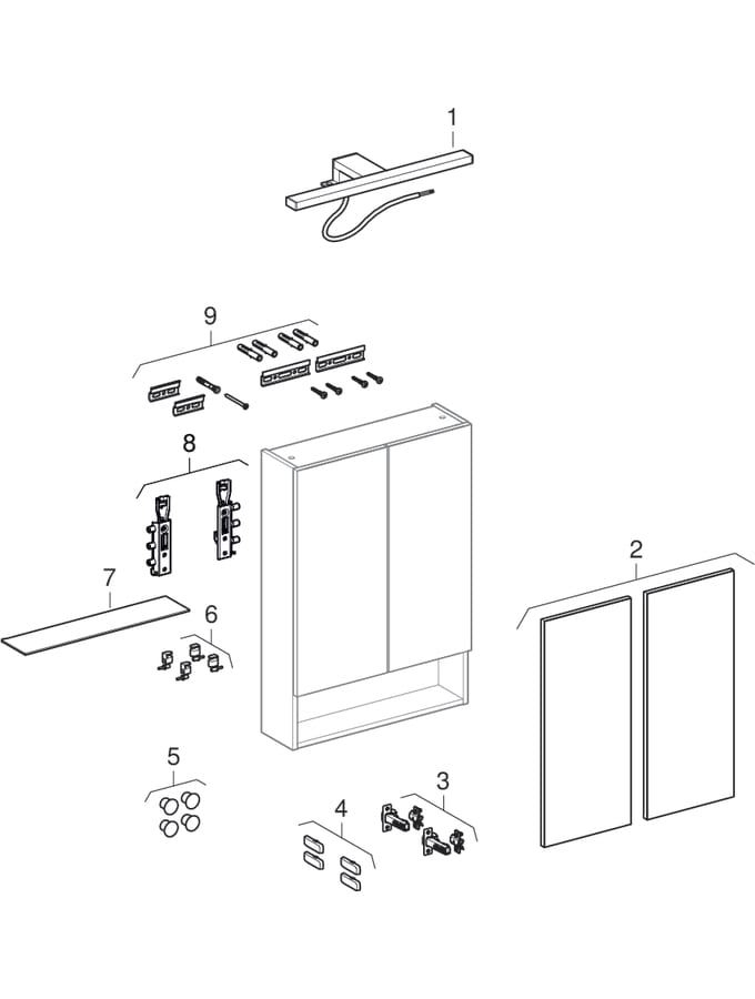 Renova Plan Spiegelschrank mit zwei Türen: 58.8x85x17.5cm, weiß / lackiert hochglänzend