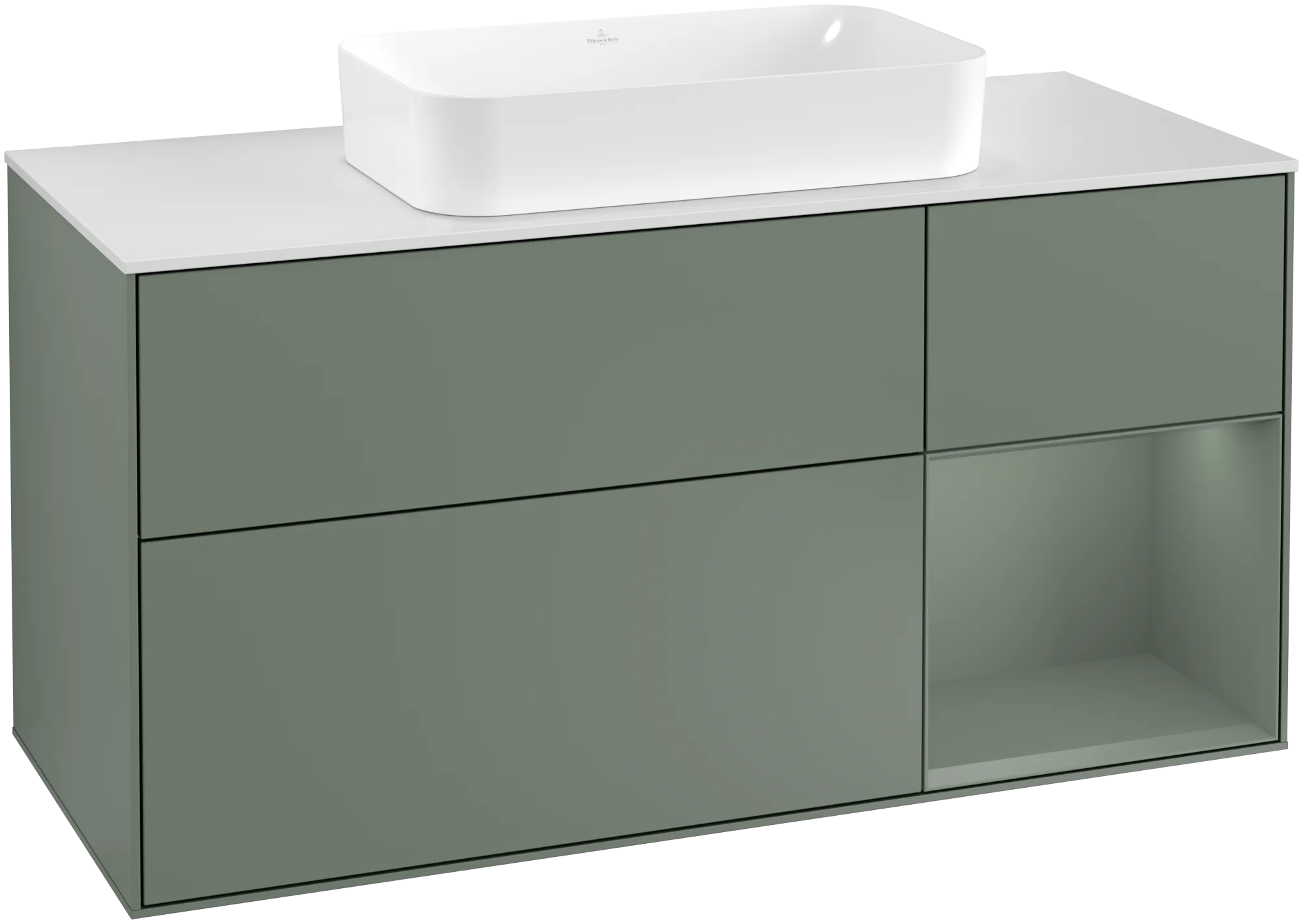 Villeroy & Boch Finion Waschbeckenunterschrank G30 1200x603x501mm Olive Matt / Glass White Matt