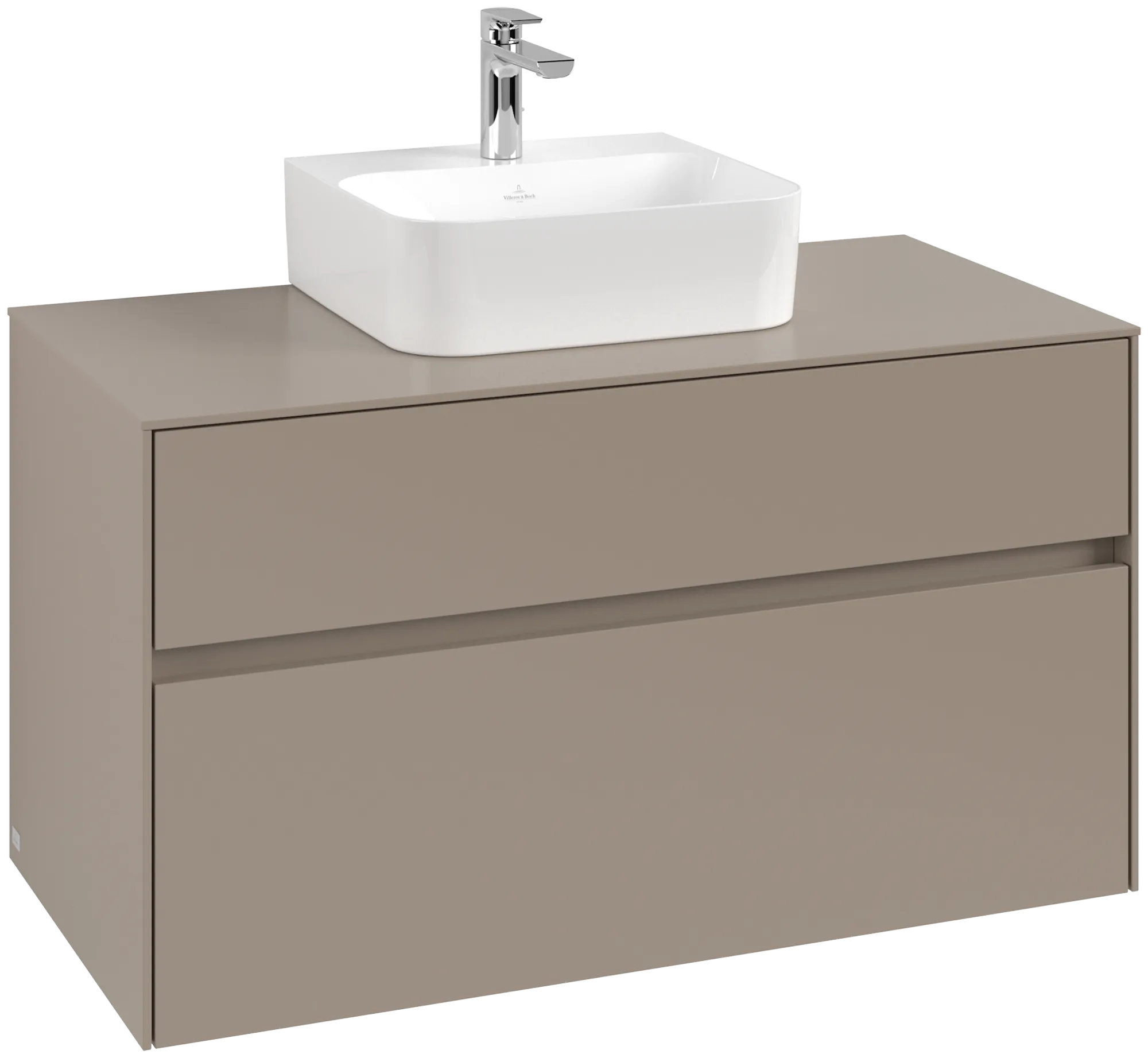 Villeroy & Boch Waschtischunterschrank „Collaro“ 1000 × 548 × 500 mm Taupe, mit Beleuchtung, für Becken mittig