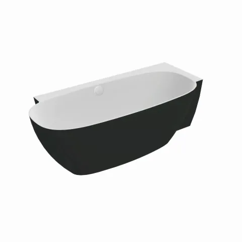Hoesch Badewanne „LaBrillante“ vorwand oval 1800 × 800 mm, rechts in Weiß-Schwarz