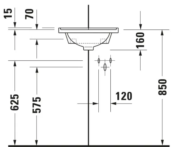 Wandwaschtisch „Starck 3“, mit Überlauf, Hahnlochposition mittig Wandwaschtisch „Starck 3“, mit Überlauf, Hahnlochposition mittig