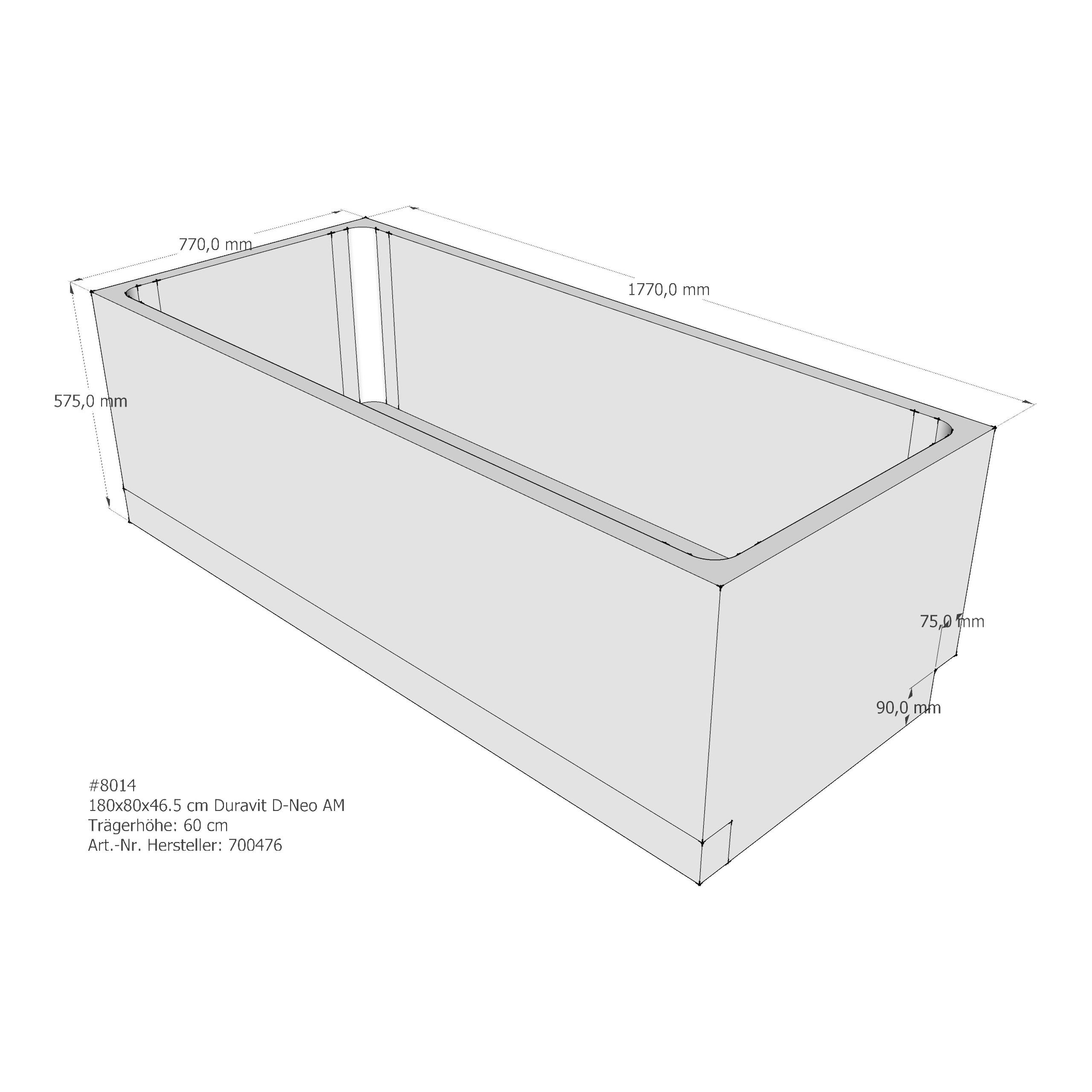 Badewannenträger für Duravit D-Neo 180 × 80 × 46,5 cm Badewannenträger für Duravit D-Neo 180 × 80 × 46,5 cm