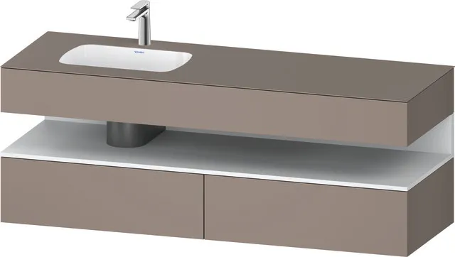 Einbauwaschtisch mit Konsolenwaschtischunterbau „Qatego“ 160 × 50 × 60 cm, ohne Beleuchtung
