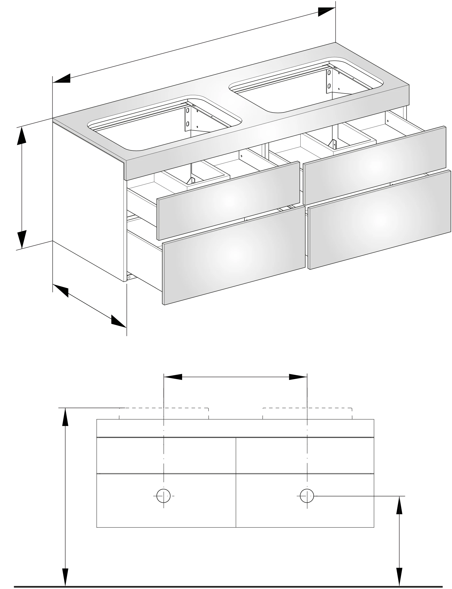 KEUCO Waschtischunterschrank „Edition 400“ Cashmere (Strukturlack), Cashmere (Strukturlack), links und rechts, ohne Beleuchtung 1400 × 546 × 535 mm KEUCO Waschtischunterschrank „Edition 400“ Cashmere (Strukturlack), Cashmere (Strukturlack), links und rechts, ohne Beleuchtung 1400 × 546 × 535 mm