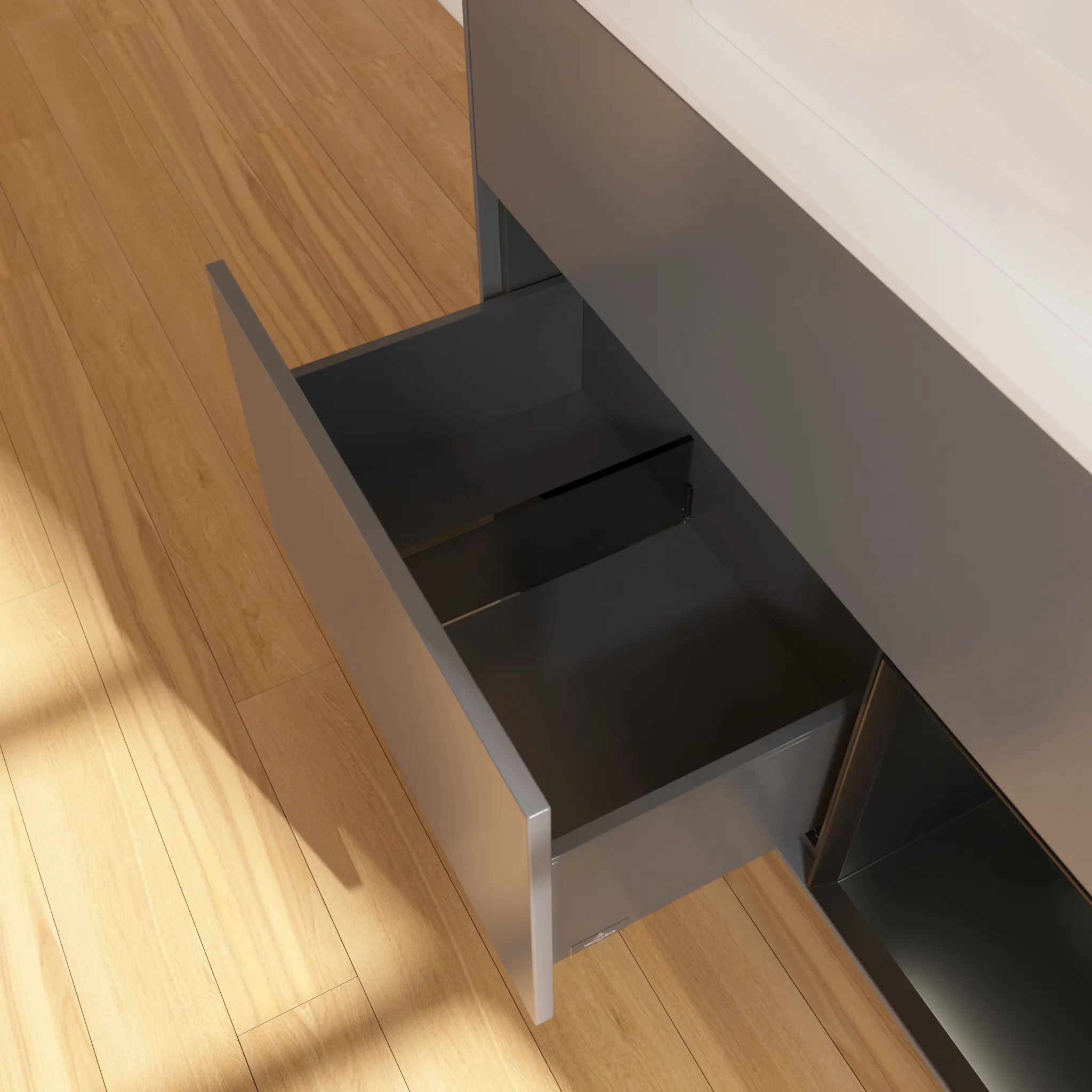 Villeroy & Boch Waschtischunterschrank „Finion“ für Schrankwaschtisch 1000 × 603 × 501 mm Anthracite Matt Lacquer, für Becken mittig, mit Hahnlochbohrung