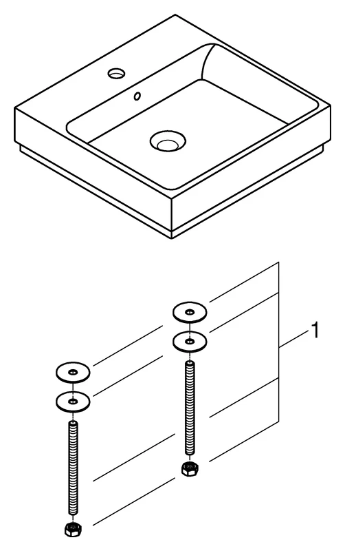 Aufsatzwaschtisch Cube Keramik 39478_H, 500 x 490 mm, 1 Hahnloch, 2 weitere vorgestochen, Rückseite glasiert, PureGuard Hygieneoberfläche, aus Sanitärkeramik, alpinweiß