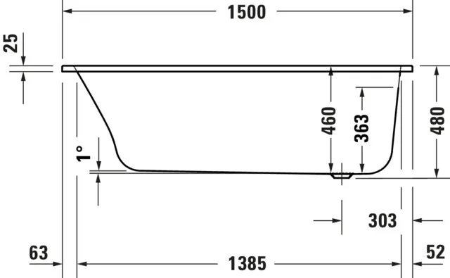 Duravit Whirlwanne „Qatego“ rechteck 150 × 75 cm, Fußablauf