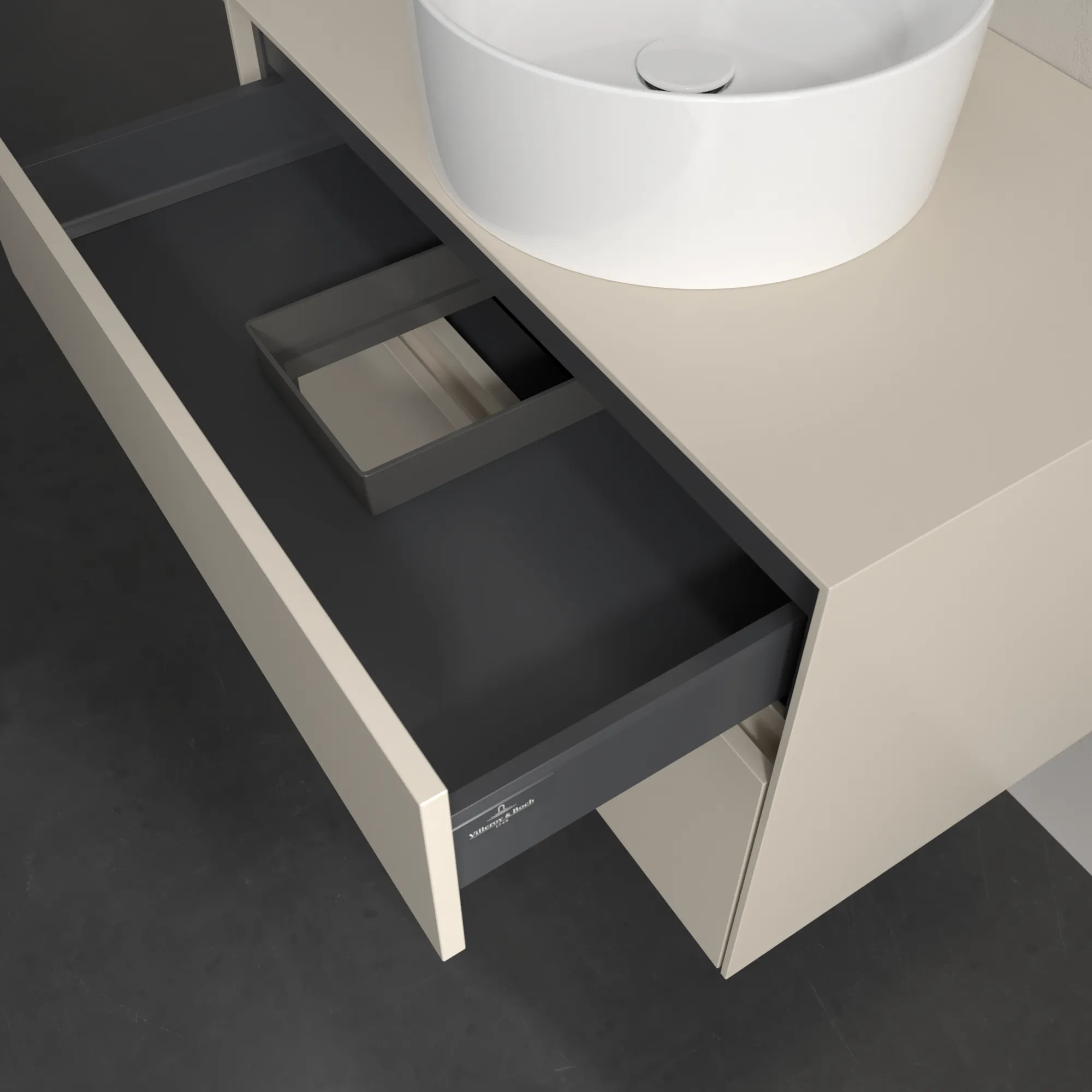 Villeroy & Boch Waschbeckenunterschrank Collaro C037B0, Cashmere Grey, 800x548x500 mm, mit Beleuchtung und SoftClosing, für Aufsatzwaschbecken