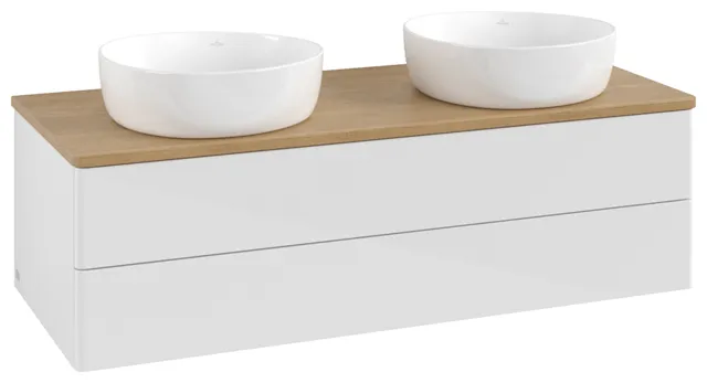 Villeroy & Boch Antao Waschbeckenunterschrank L24_1, 1200x360x500mm, Glossy White Lacquer / Honey Oak