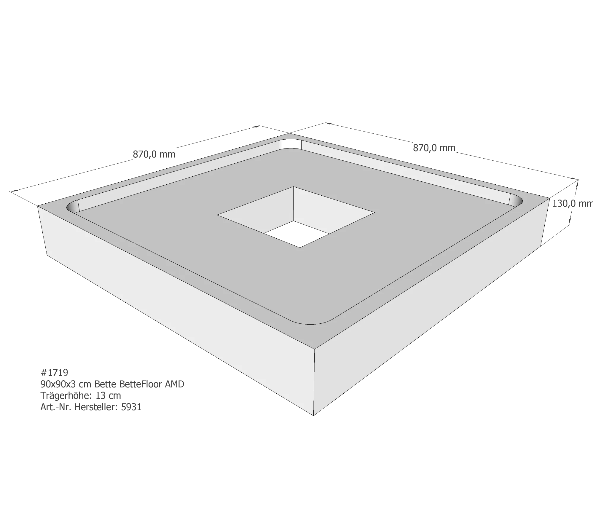 Duschwannenträger für Bette Floor 90 × 90 × 3 cm Duschwannenträger für Bette Floor 90 × 90 × 3 cm