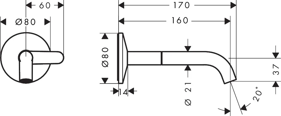 AXOR One Waschtischmischer Unterputz für Wandmontage Select mit Auslauf 160 mm, Chrom