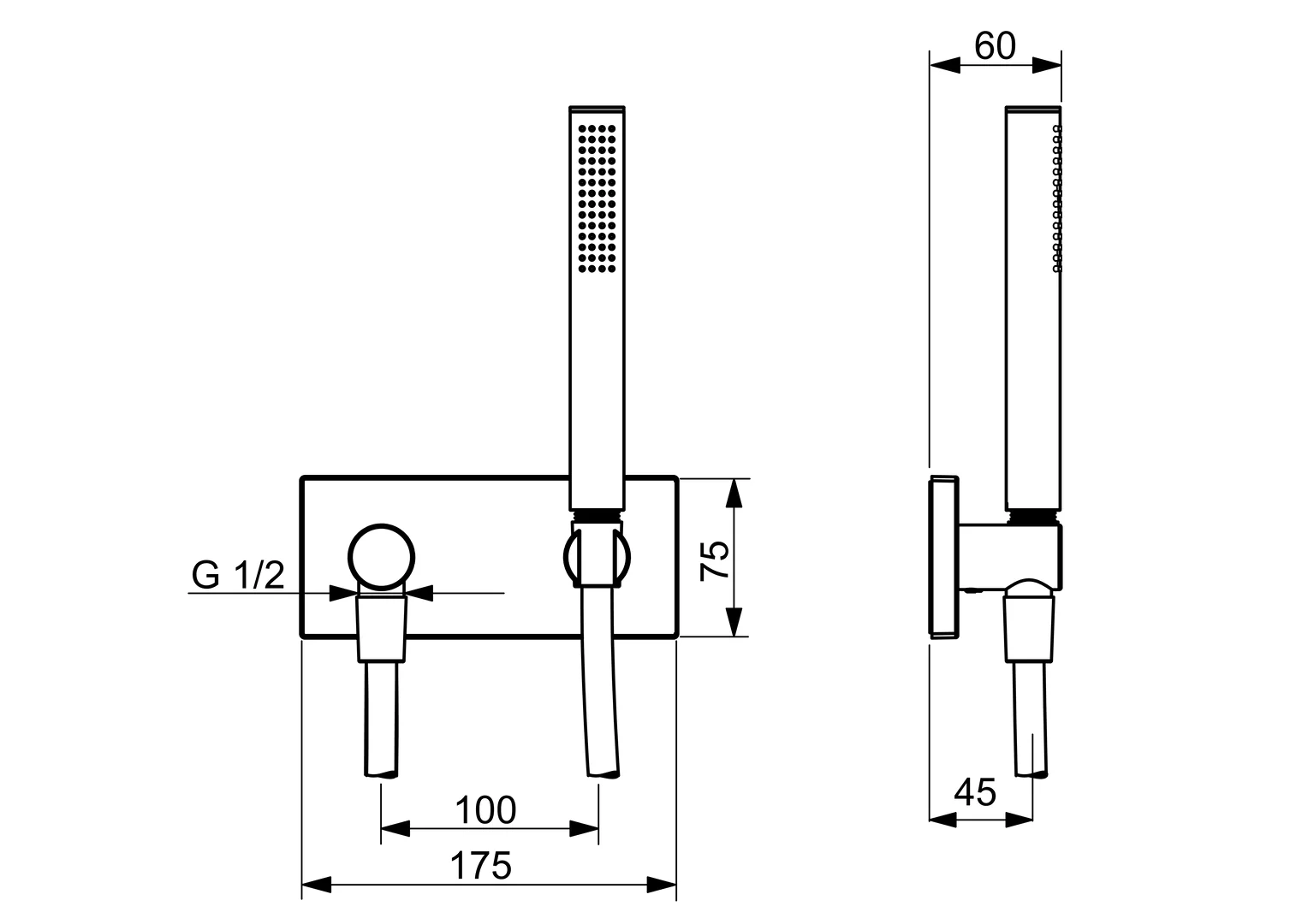 HansaLIVING Handbrausegarnitur HansaLIVING 4443 Rosetteeckig Abgang rund 1-strahlig Chrom