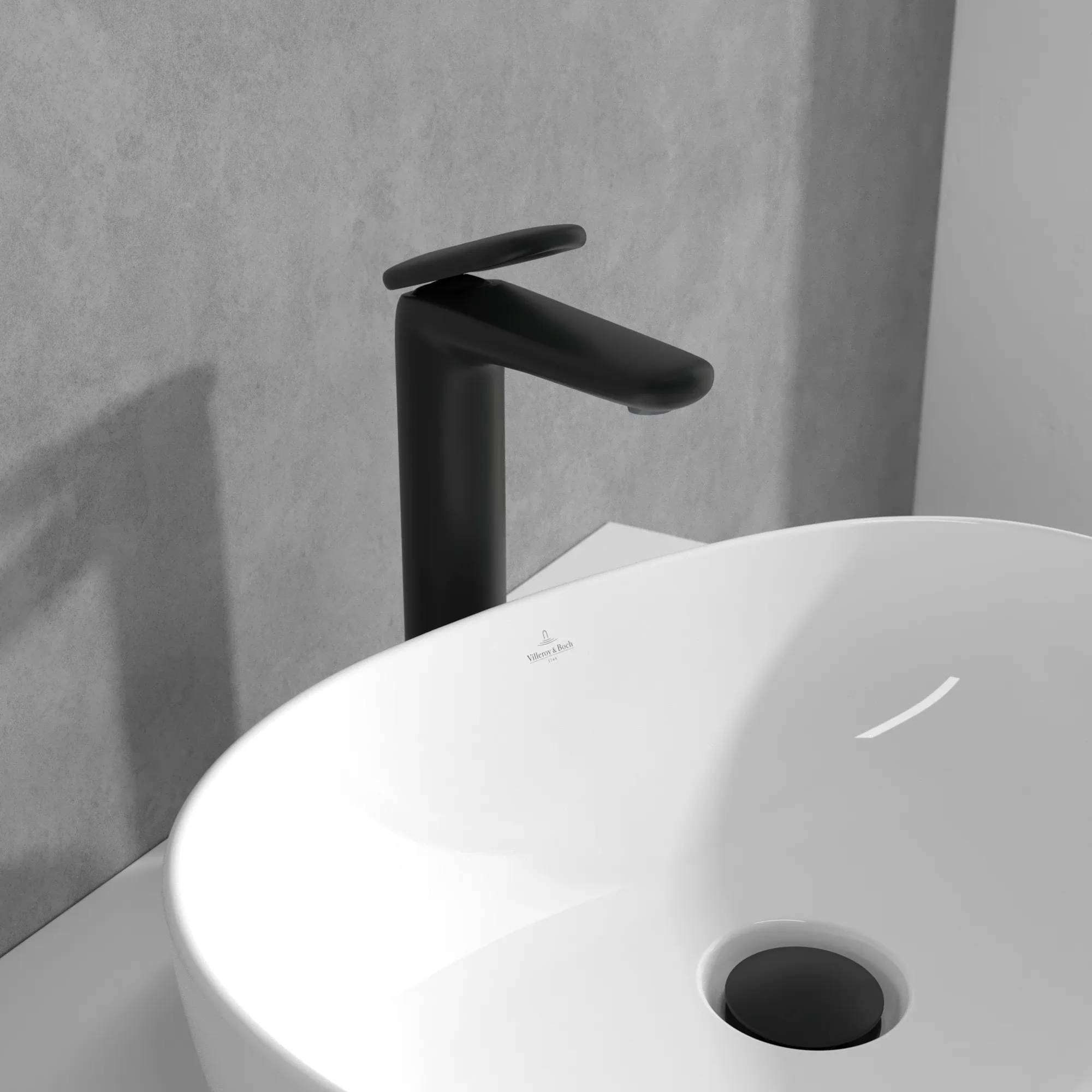 Villeroy & Boch Antao Einhebel-Waschtischarmatur erhöhter Standmontage, rund, Matt Black, 49,75 x 184 x 286 mm, mit Push-Open-Ablaufgarnitur und AirPlus-Technologie Villeroy & Boch Antao Einhebel-Waschtischarmatur erhöhter Standmontage, rund, Matt Black, 49,75 x 184 x 286 mm, mit Push-Open-Ablaufgarnitur und AirPlus-Technologie