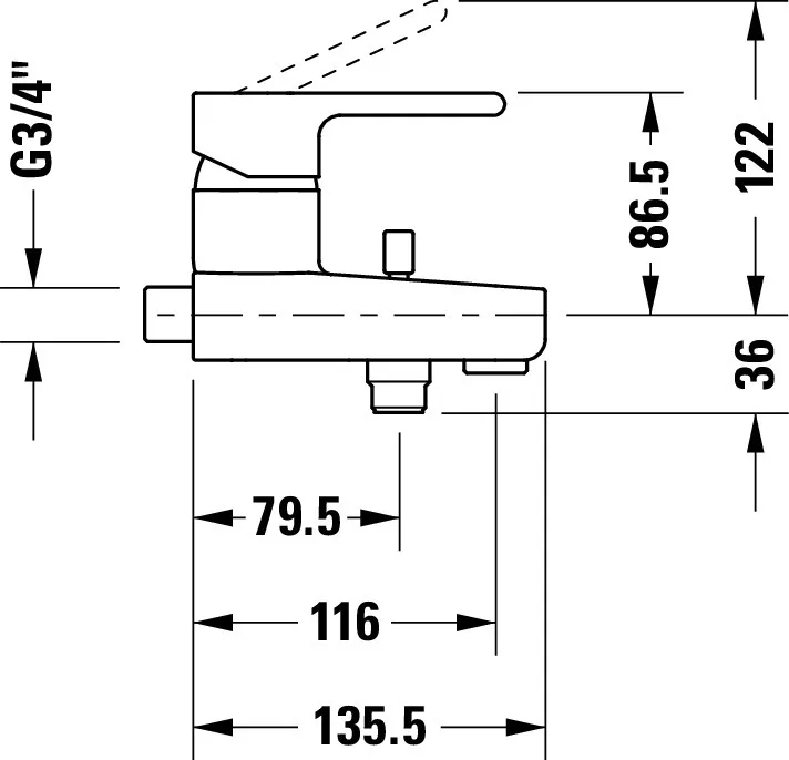 B.2 Einhebel-Wannenmischer Aufputz Ausladung 150 Breite 181,5 mm