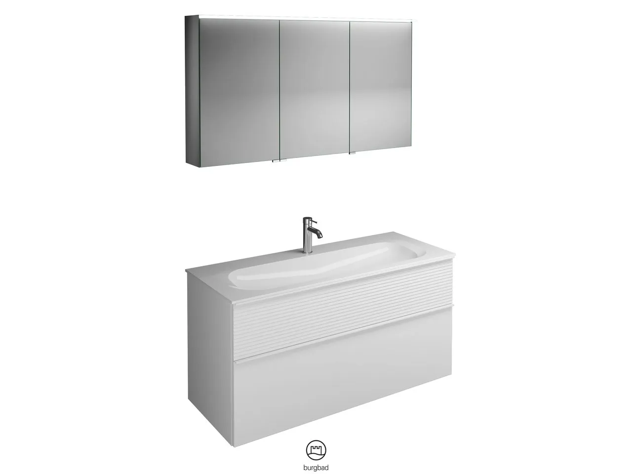 burgbad Badmöbelset „Fiumo“ Griff, Schwarz Matt (230 mm), in Weiß Matt burgbad Badmöbelset „Fiumo“ Griff, Schwarz Matt (230 mm), in Weiß Matt