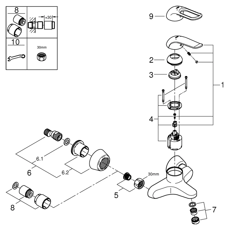 Einhand-Waschtischbatterie Euroeco Special 32776, Wandmontage, Ausladung 157 mm, 46 mm Keramikkartusche, Hebellänge 120 mm, chrom