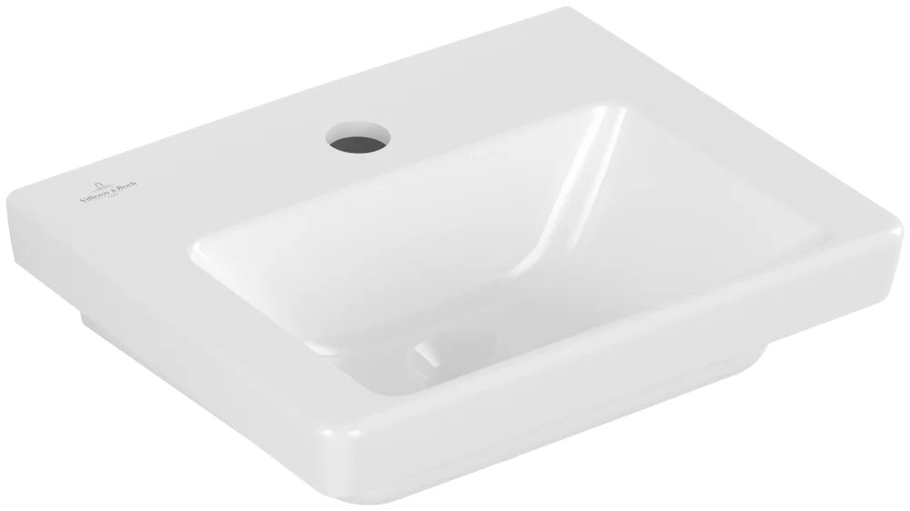 Villeroy & Boch Handwaschbecken Subway 3.0, Rechteck, Weiß Alpin, 370 x 305 x 130 mm, 85 mm Innentiefe, 46 mm Ablaufdurchmesser, 1-Loch-Armatur, Wandmontage