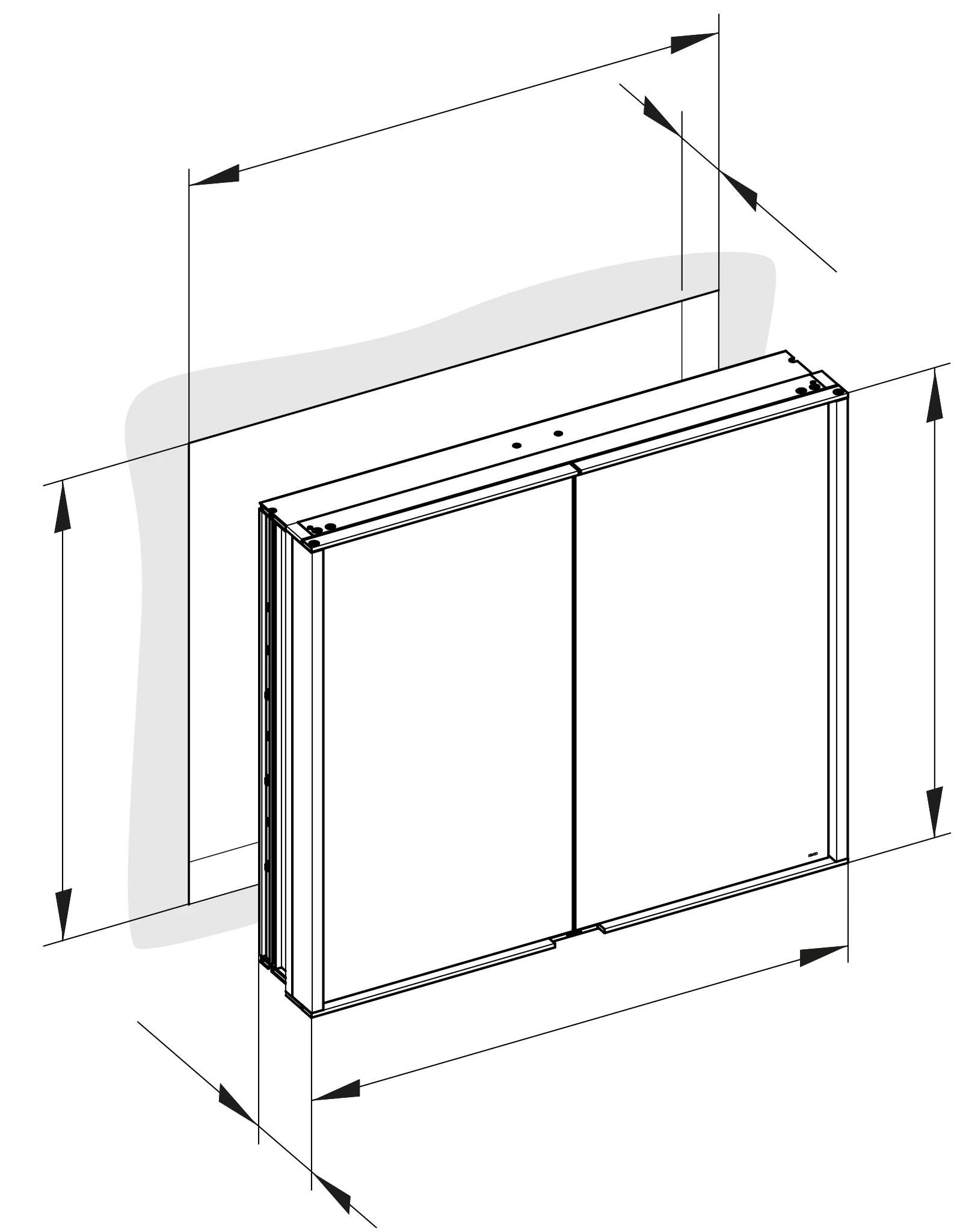 KEUCO Royal Match Spiegelschrank 2-türig, Wandeinbau 800x700x150mm silber-eloxiert
