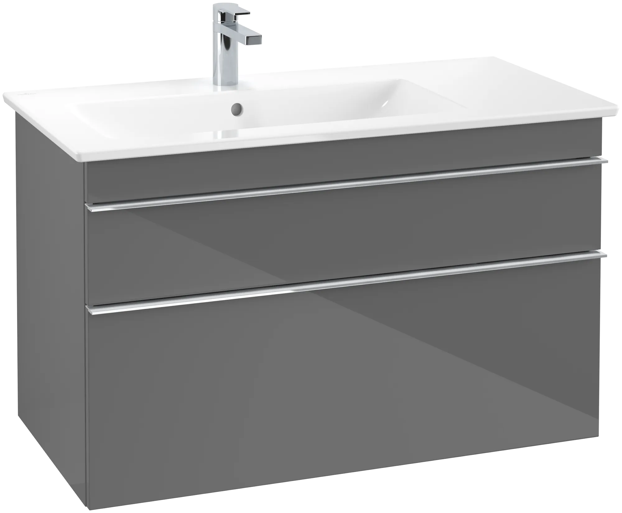 Villeroy & Boch Waschtischunterschrank „Venticello“ für Schrankwaschtisch 953 × 590 × 502 mm Glossy Grey, für Becken links Villeroy & Boch Waschtischunterschrank „Venticello“ für Schrankwaschtisch 953 × 590 × 502 mm Glossy Grey, für Becken links