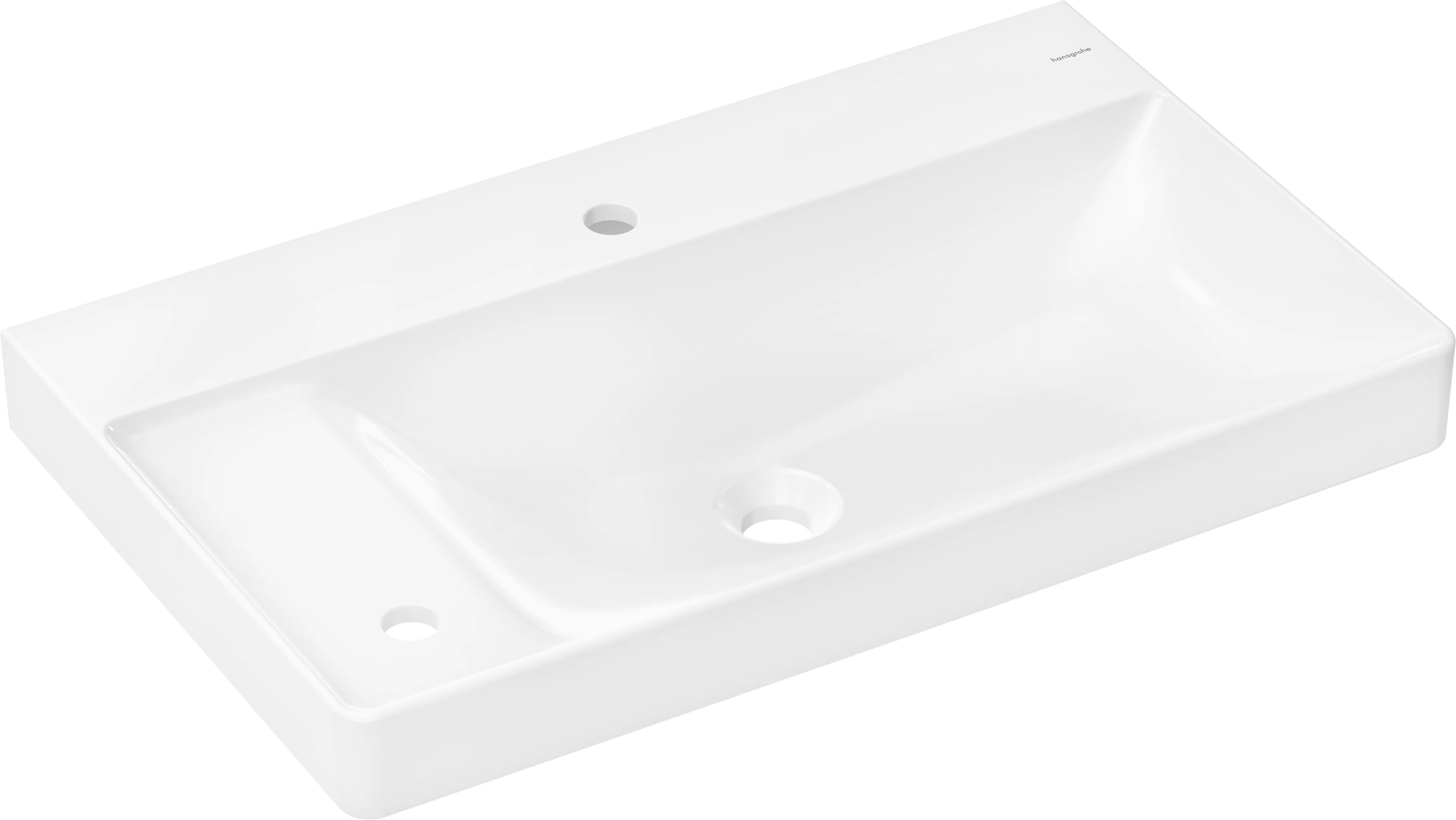 Hansgrohe Xelu Q Waschtisch, weiß, 800x480 mm, wandhängend mit Ablage links und 2 Hahnlöchern