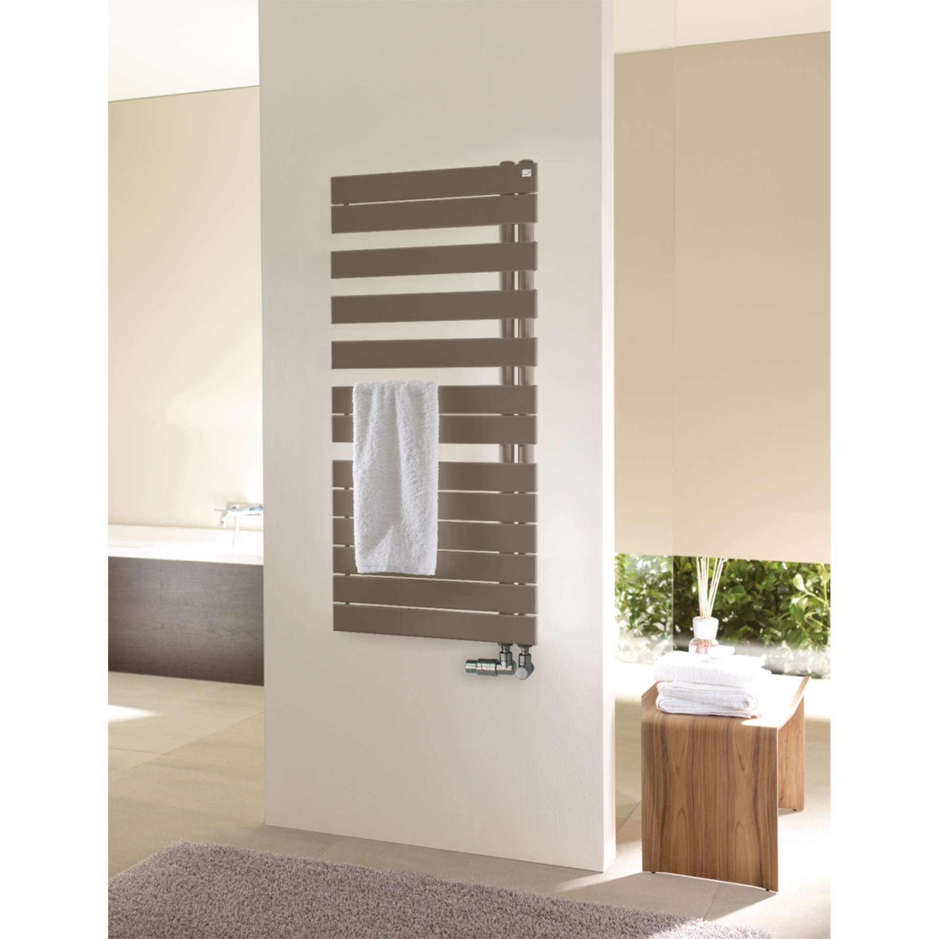 Zehnder Design-Heizkörper Roda Spa Asym links ROFL-120-055 1183x65x550 Beige Grey