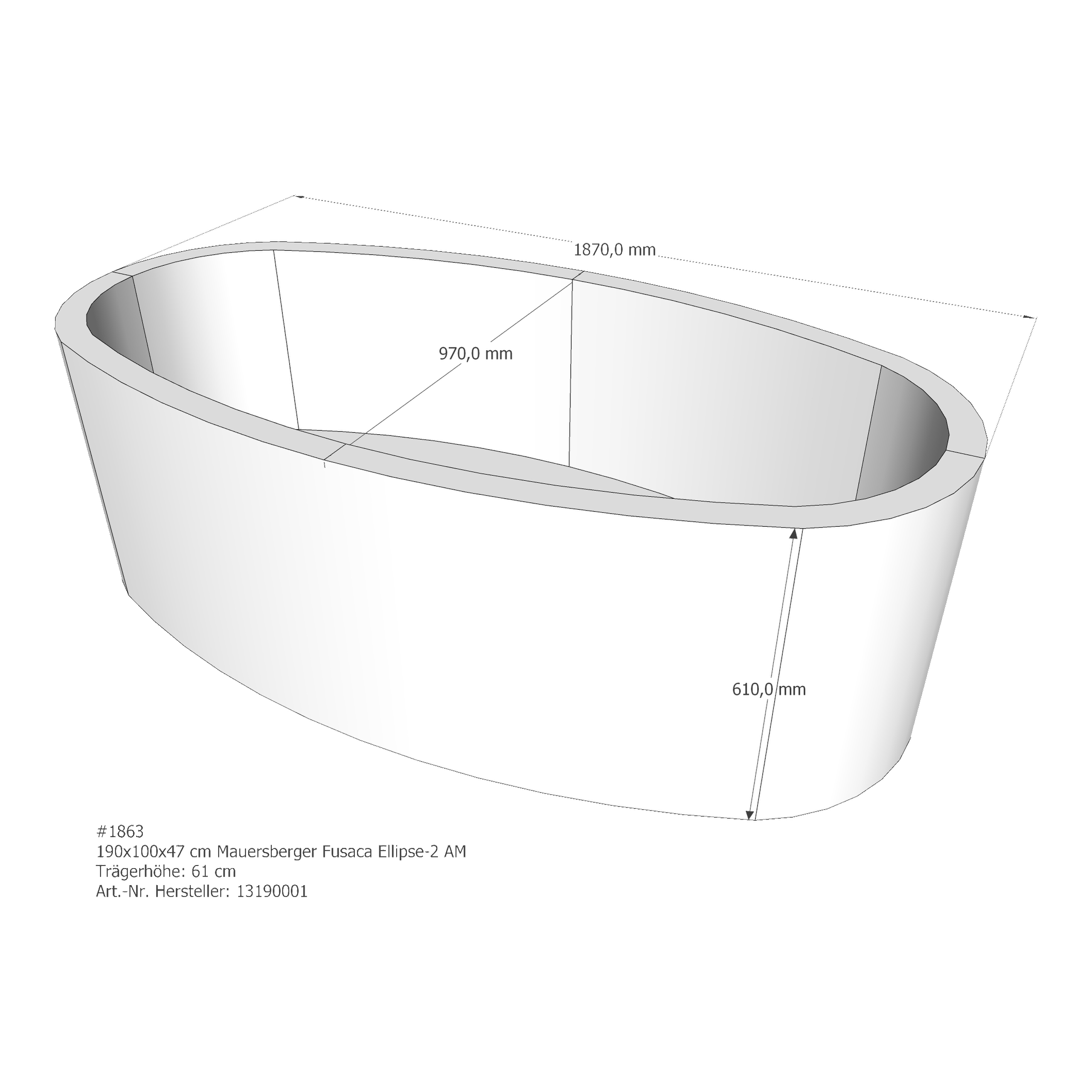 Badewannenträger für Mauersberger Fusaca 190 × 100 × 47 cm Badewannenträger für Mauersberger Fusaca 190 × 100 × 47 cm