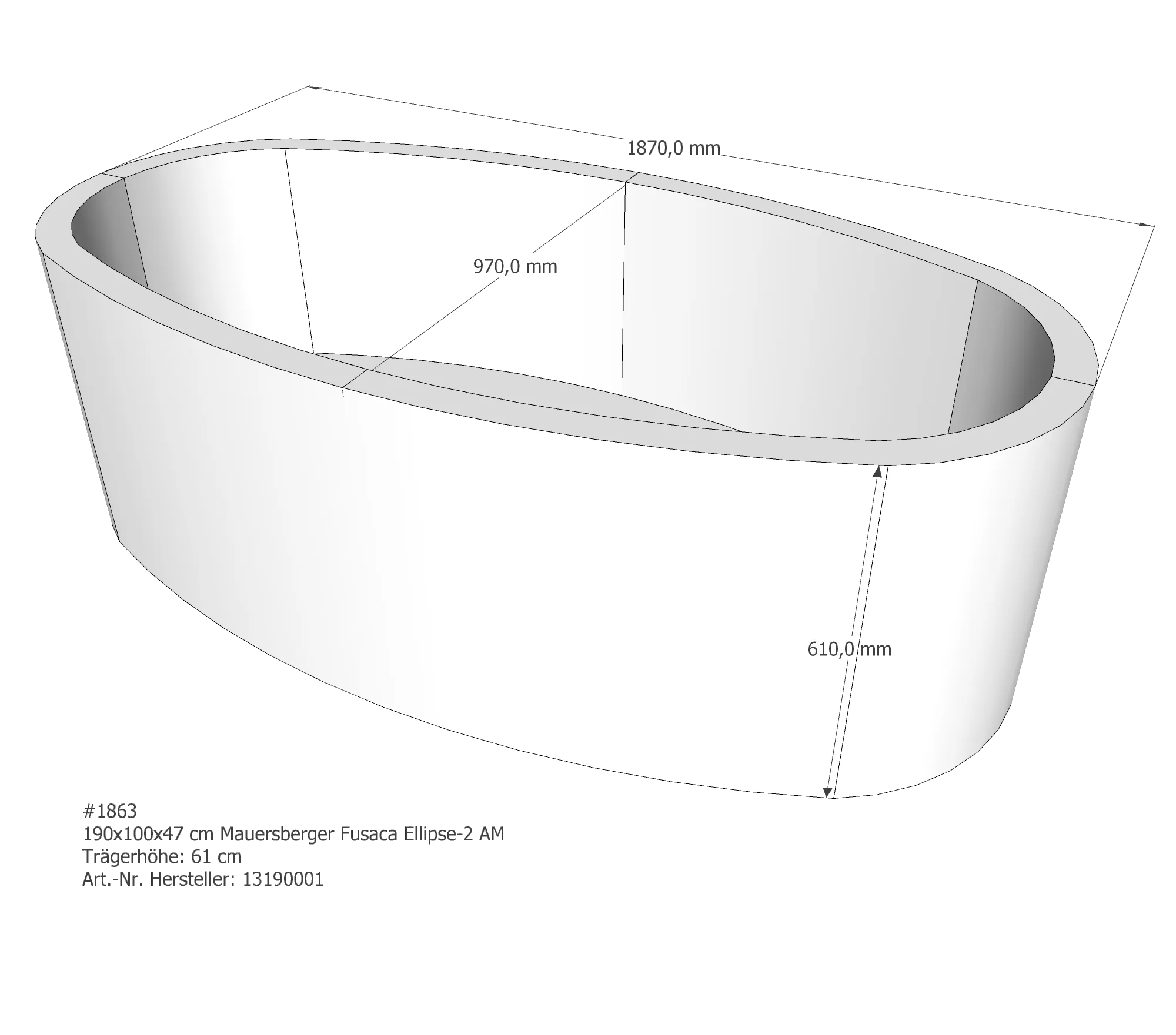Badewannenträger für Mauersberger Fusaca 190 × 100 × 47 cm Badewannenträger für Mauersberger Fusaca 190 × 100 × 47 cm