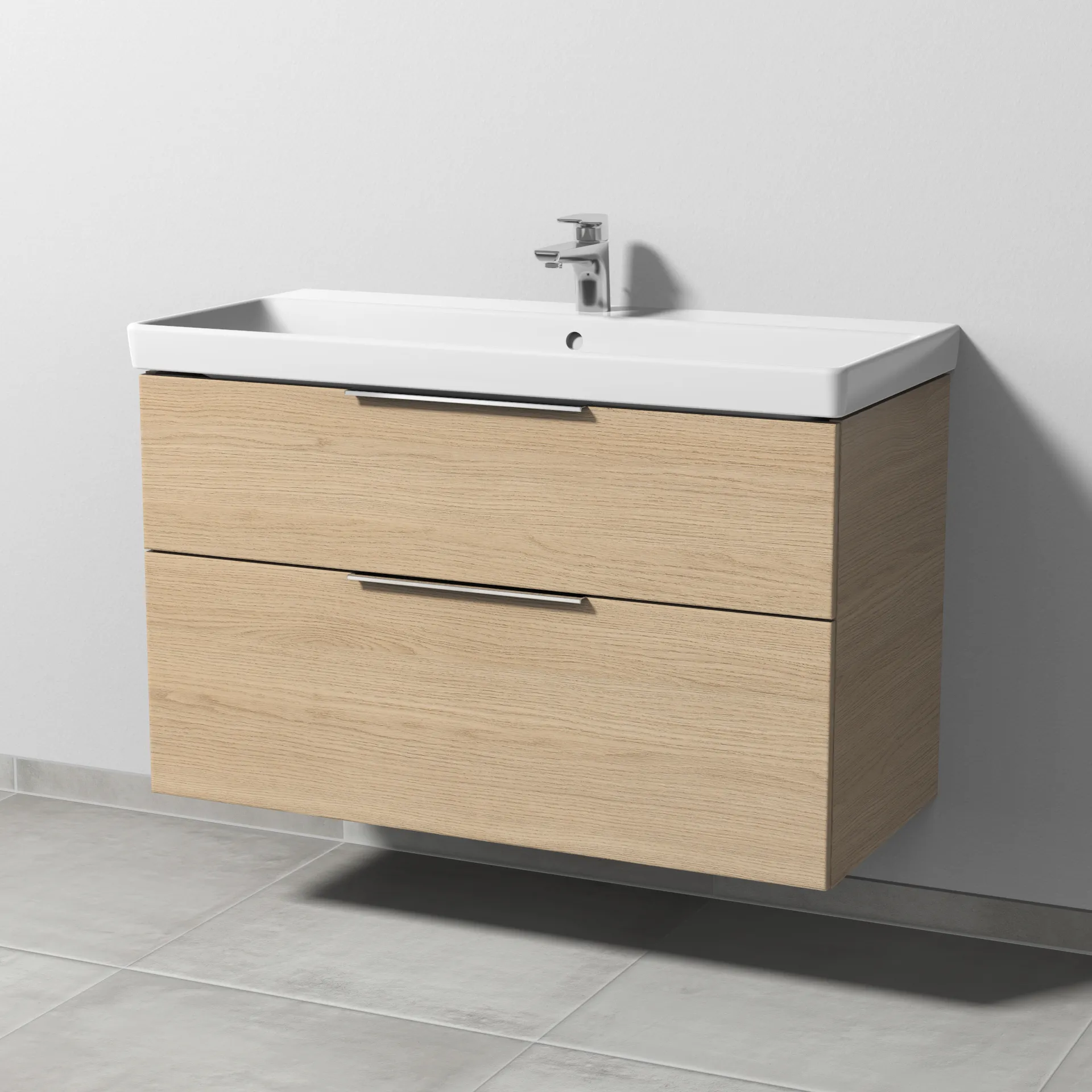 Sanipa Waschtischunterschrank „3way“ passend zu Keramik-Waschtische Avento von Villeroy & Boch 976 × 580 × 452 mm in Eiche Nordic