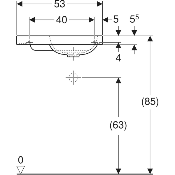 Wandwaschtisch mit Ablagefläche „iCon Light“, rechteckig, Ablagefläche links, mittig 53 × 31 cm mit KeraTect® Wandwaschtisch mit Ablagefläche „iCon Light“, rechteckig, Ablagefläche links, mittig 53 × 31 cm mit KeraTect®