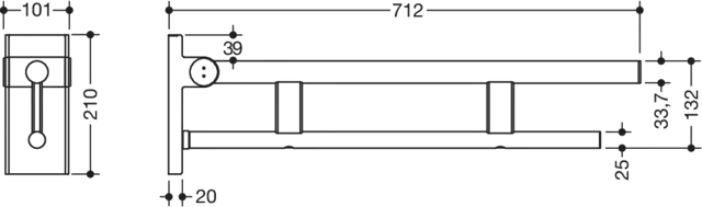 Mobiler Stützklappgriff Duo, Design A des Systems 900, Edelstahl, PVD, Ausladung 700 mm, in Farbe CK (Messing glänzend) Mobiler Stützklappgriff Duo, Design A des Systems 900, Edelstahl, PVD, Ausladung 700 mm, in Farbe CK (Messing glänzend)