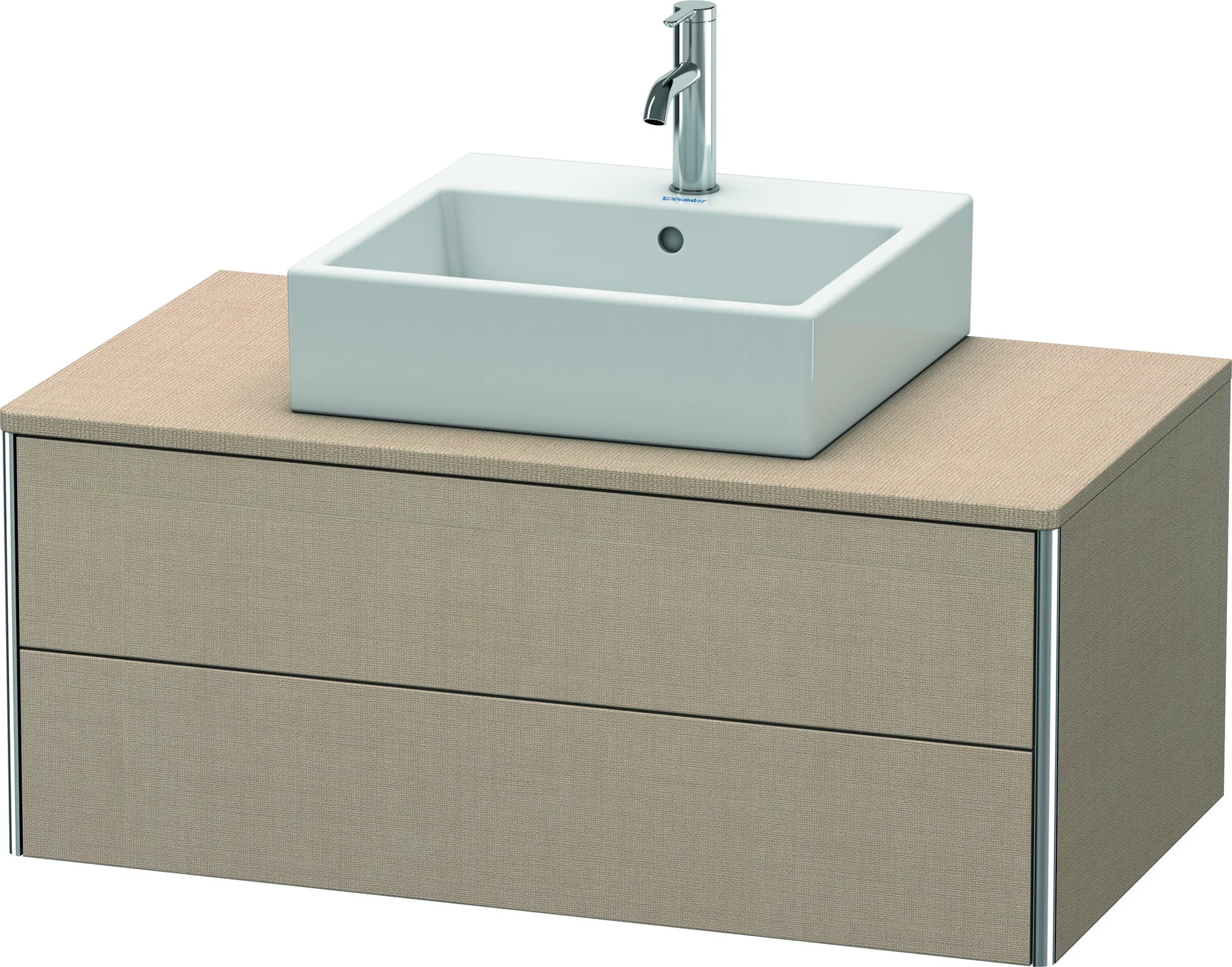 Duravit Waschtischunterschrank wandhängend „XSquare“ 100 × 40 × 54,8 cm Leinen Becken: mittig / Front- & Korpusfarbe: Leinen / Größe: 100 × 54,8 × 40 cm / Oberfläche: Dekor / Profile: Chrom / Schubladen: 2 Duravit Waschtischunterschrank wandhängend „XSquare“ 100 × 40 × 54,8 cm Leinen Becken: mittig / Front- & Korpusfarbe: Leinen / Größe: 100 × 54,8 × 40 cm / Oberfläche: Dekor / Profile: Chrom / Schubladen: 2