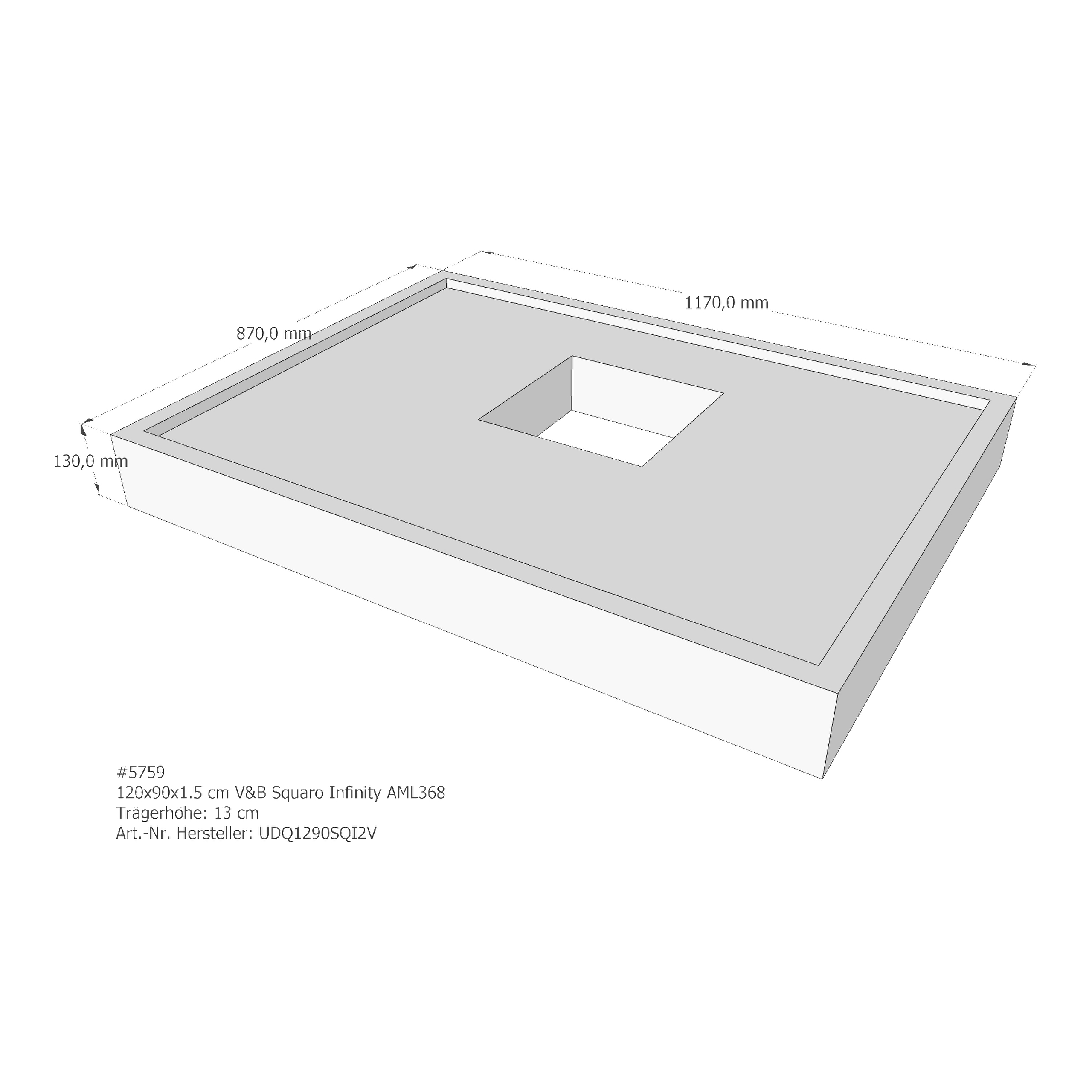 Duschwannenträger für Villeroy & Boch Squaro Infinity 120 × 90 × 1,5 cm