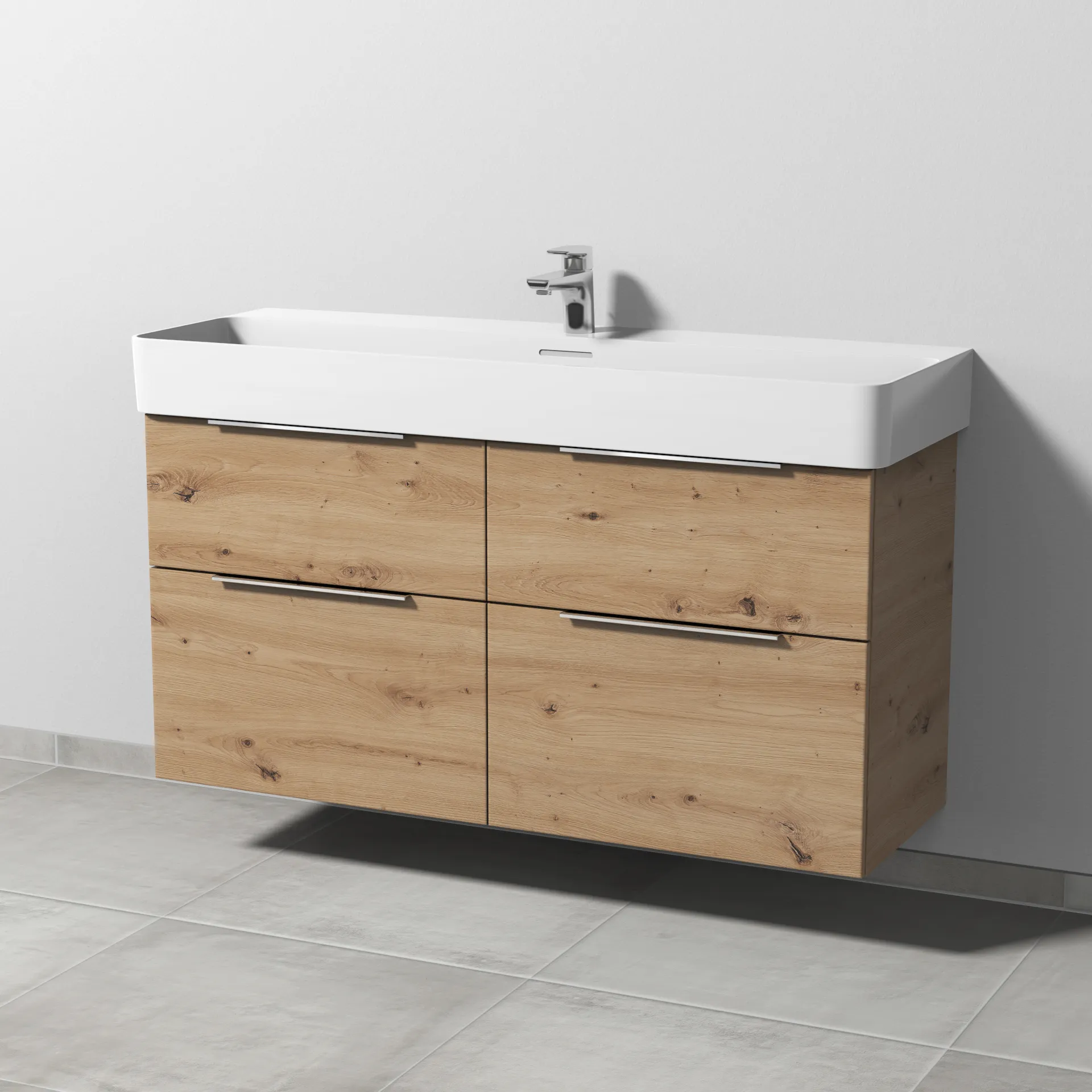 Sanipa Waschtischunterschrank „3way“ passend zu Keramik-Waschtische VAL von Laufen 1160 × 588 × 397 mm in Eiche Natural-Touch