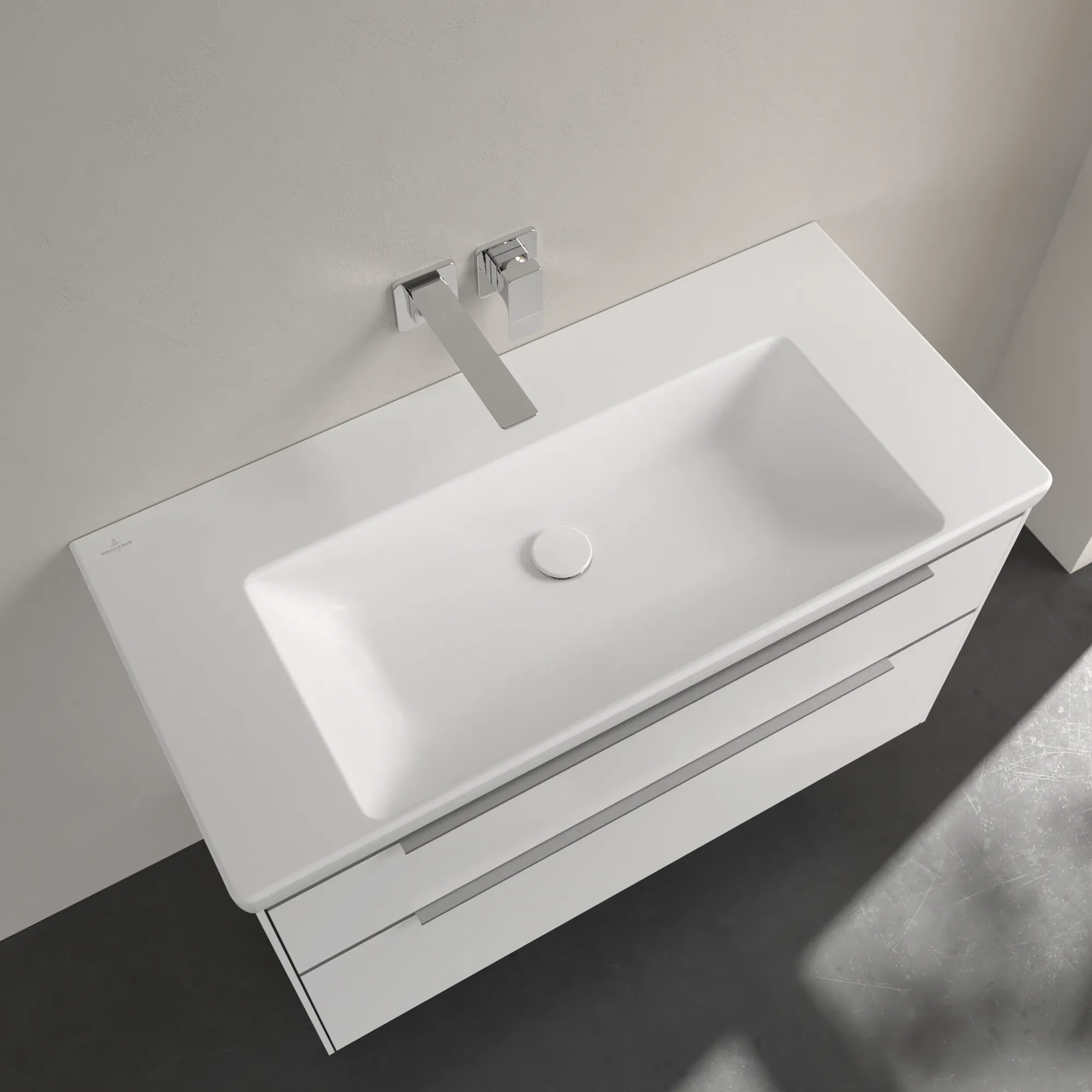 Villeroy & Boch Wandwaschtisch aus TitanCeram „Subway 3.0“ 1000 × 470 × 165 mm, ohne Hahnlochbohrung in Stone White Villeroy & Boch Wandwaschtisch aus TitanCeram „Subway 3.0“ 1000 × 470 × 165 mm, ohne Hahnlochbohrung in Stone White