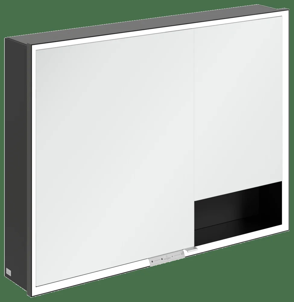 Villeroy & Boch Aufputz-Spiegelschrank My View+ B48110, 1000x750x168mm, mit Beleuchtung, Volcano Black