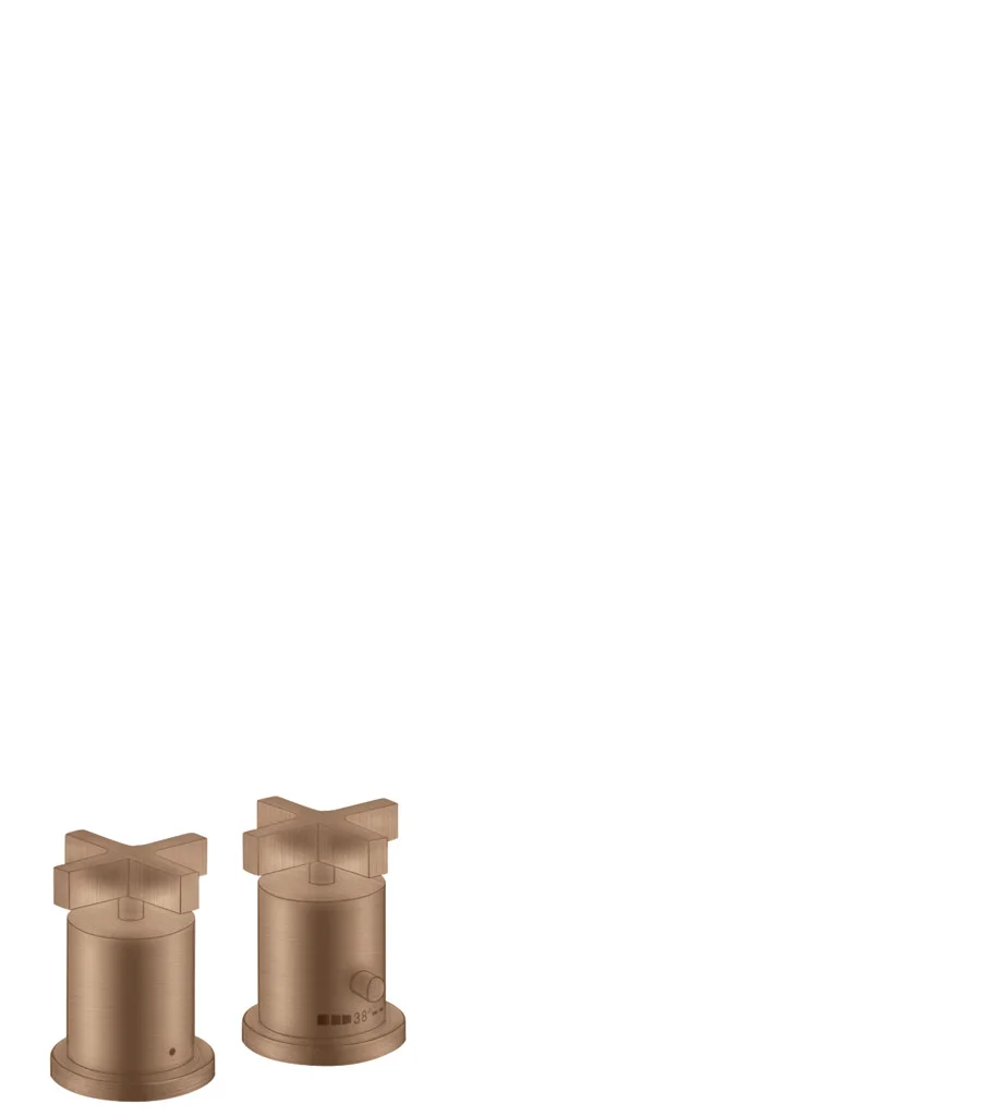 Hansgrohe AXOR Citterio 2-Loch Wannenrandarmatur mit Thermostat und Kreuzgriffen, Brushed Red Gold, DN15, Wannenrandmontage