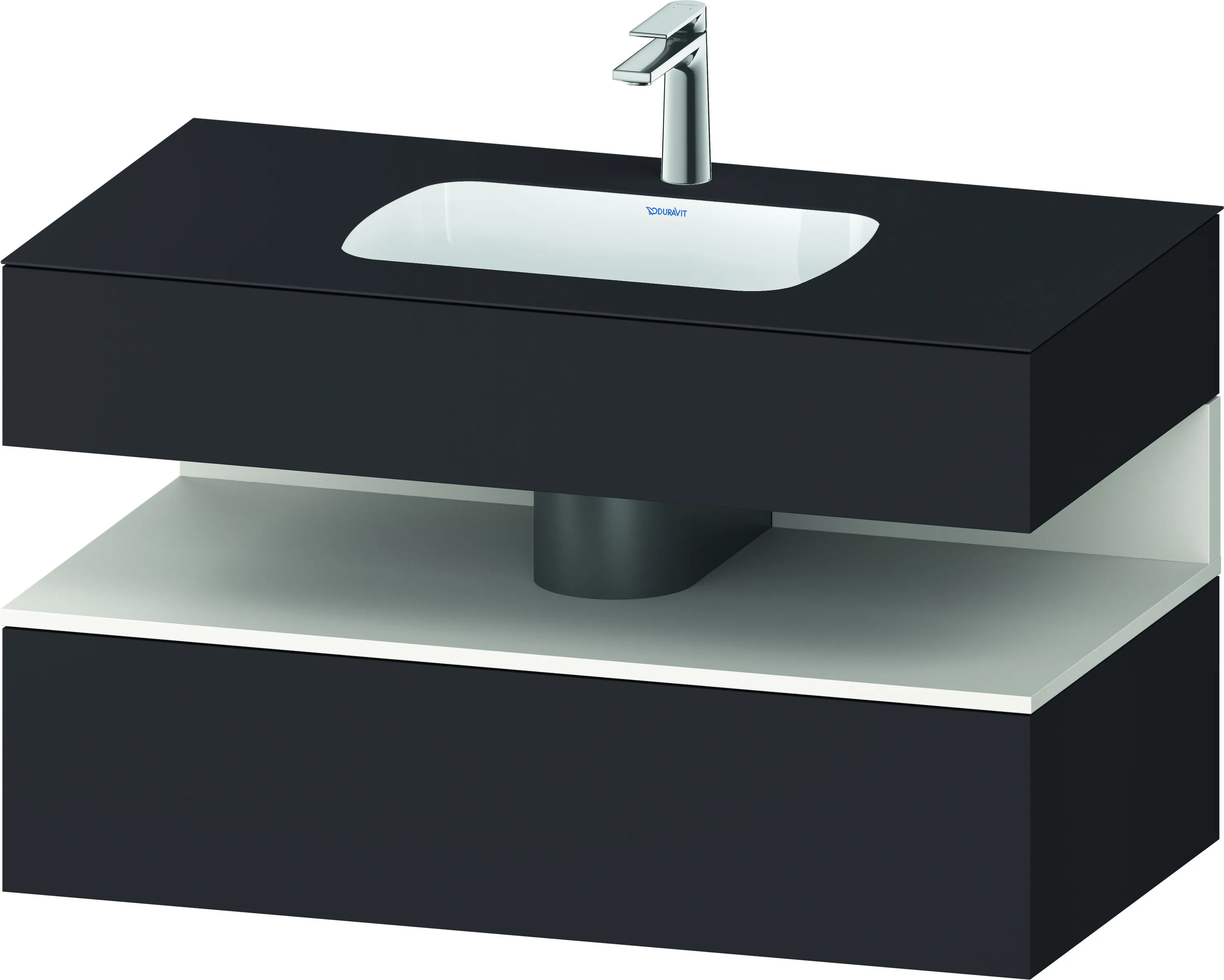 Einbauwaschtisch mit Konsolenwaschtischunterbau „Qatego“ 100 × 55 × 60 cm, ohne Beleuchtung