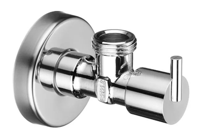 Eckventil mit Regulierfunktion PINT, Design-Griff, Schubrosette Ø 54 mm, DN 15 G 1/2 AG, DN 15 G 1/2 AG, chrom