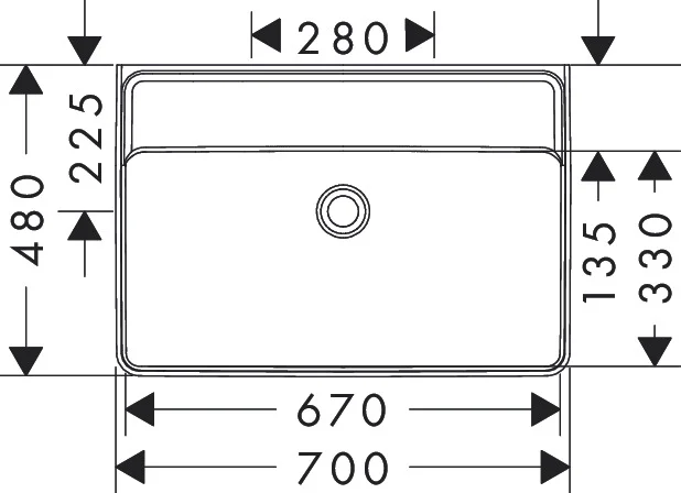 Hansgrohe Xanuia Q Waschtisch 700x480 mm, glänzend, wandhängend, ohne Hahnloch und Überlauf