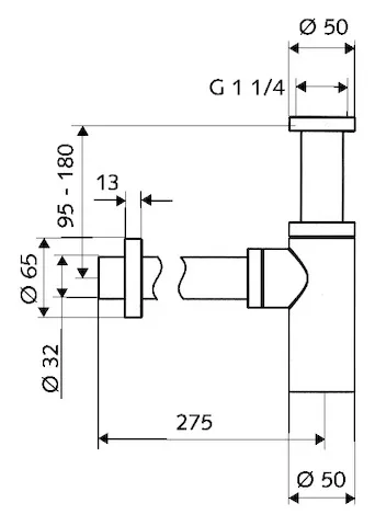 Design-Siphon EDITION, Messingrosette mit Gleitring, chrom
