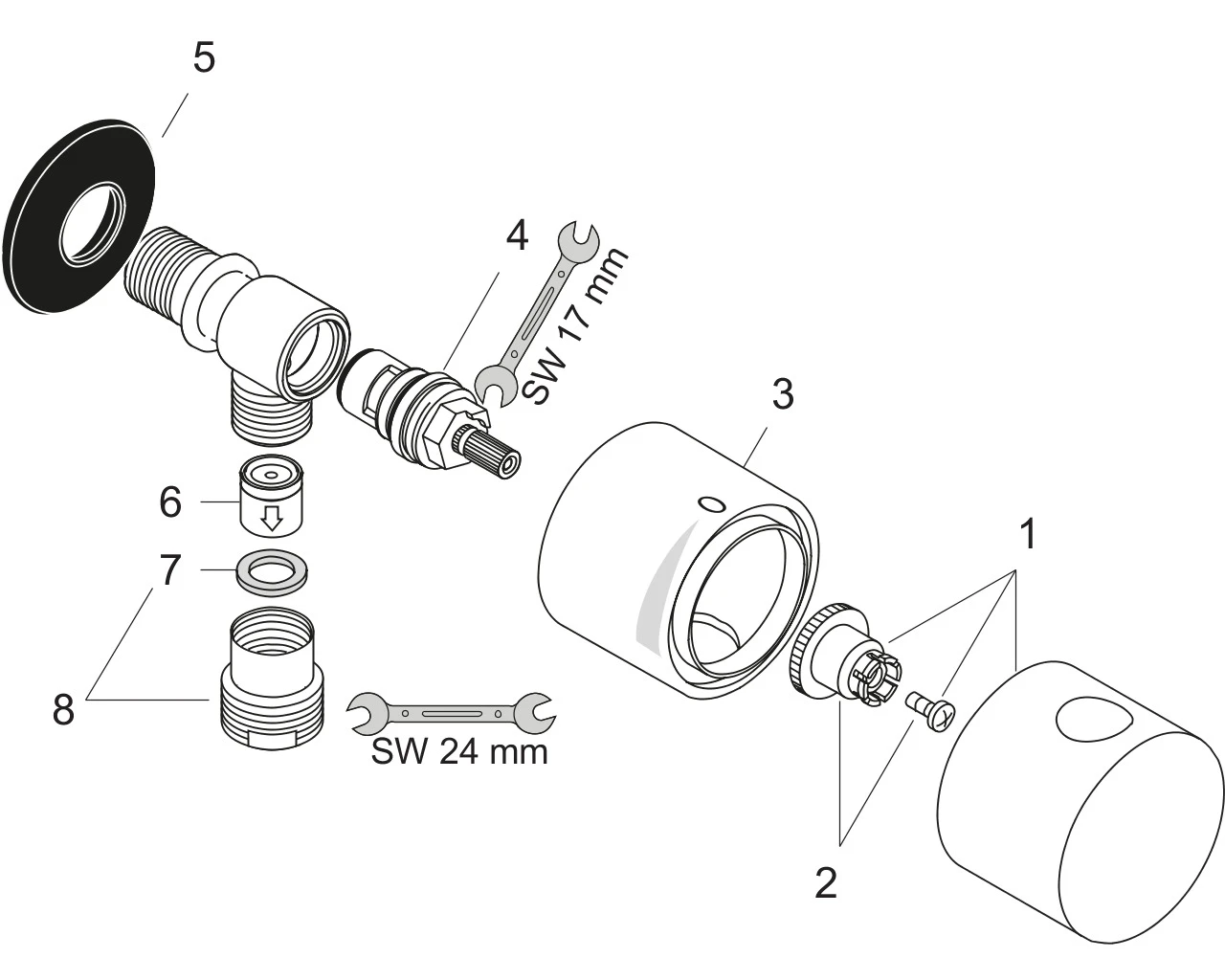 Wandabsperrventil Axor Uno Fixfit Stop chrom mit Schlauchanschluß