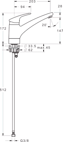 Hansa Einhand-Küchenarmatur „Mix“ Ausladung 203 mm in chrom Hansa Einhand-Küchenarmatur „Mix“ Ausladung 203 mm in chrom
