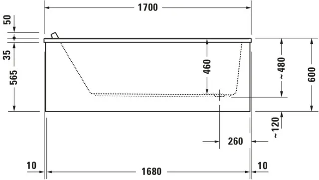 Duravit Badewanne „Starck“ rechteck 170 × 70 cm, Fußablauf