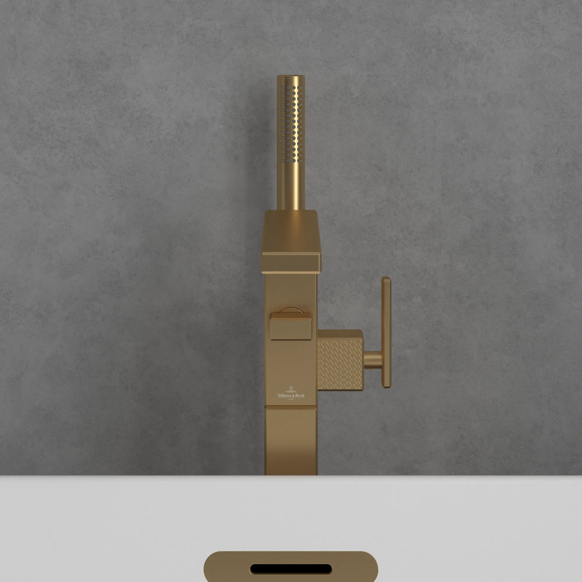 Villeroy & Boch Einhebel-Badewannenarmatur Mettlach, Brushed Gold, 158x280x838 mm, mit AirPlus und SmartPressure Villeroy & Boch Einhebel-Badewannenarmatur Mettlach, Brushed Gold, 158x280x838 mm, mit AirPlus und SmartPressure